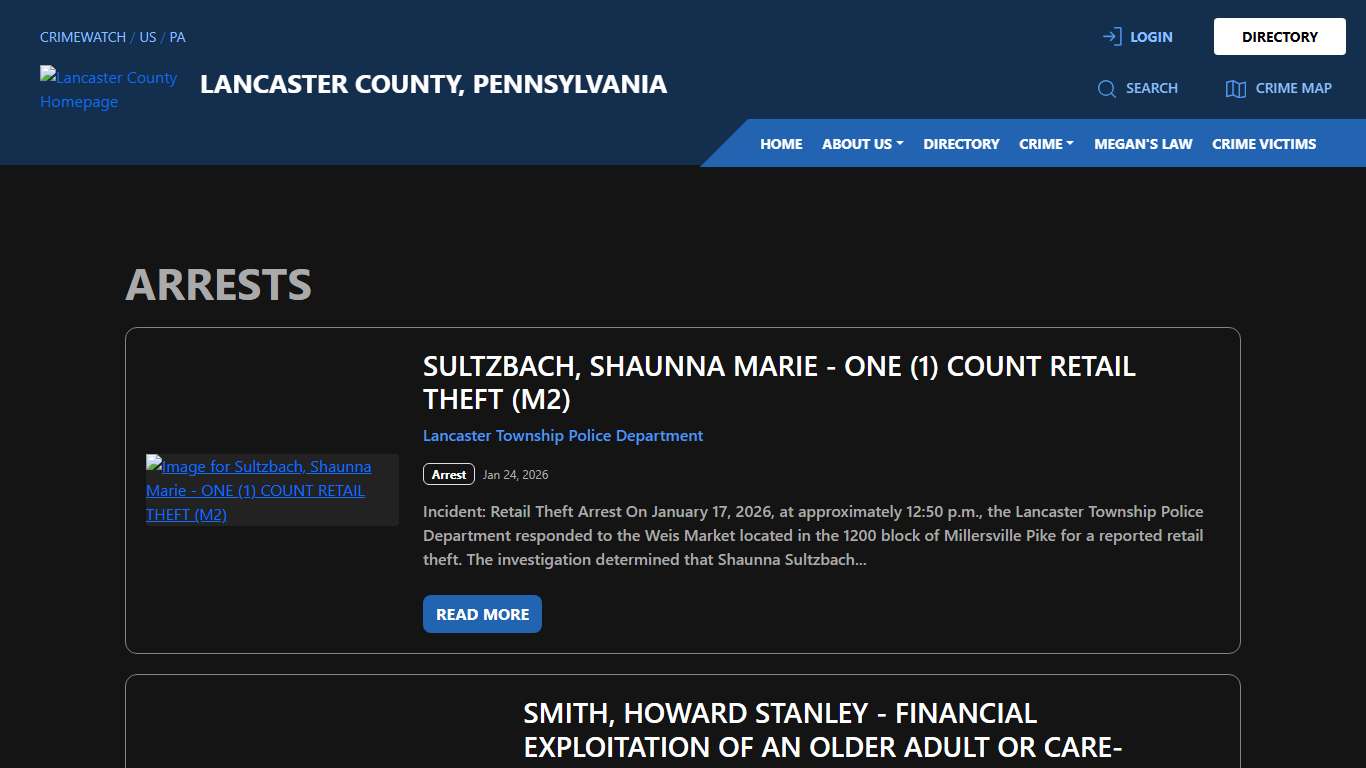 Arrests for Lancaster County, Pennsylvania CRIMEWATCH